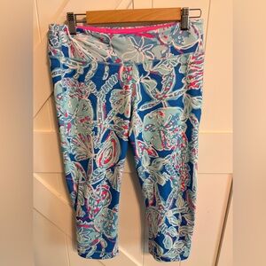 Lilly Pulitzer Luxletic Weekender Large Leggings Woman’s EUC Into The Deep